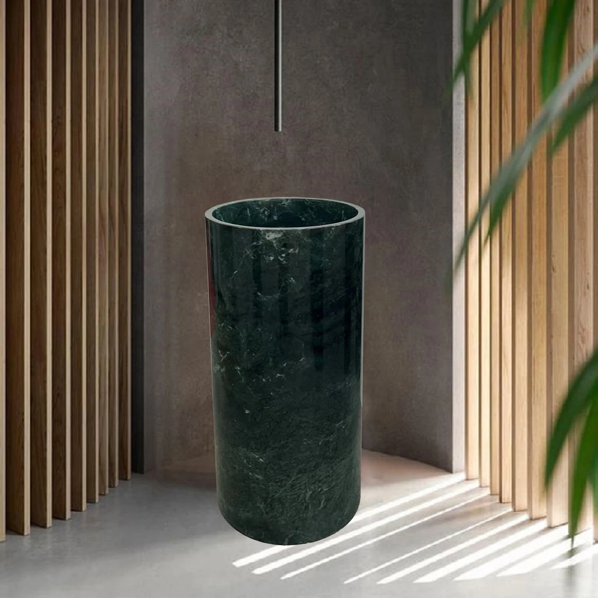 

Custom marble French wood grain Prada green landscape Baisha Roland integrated molding column basin