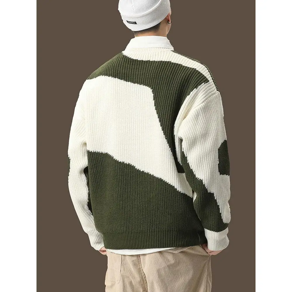

NOONOZ Retro Striped Men's Knitwear Oversize Loose Casual Sle Couple's Sweater Autumn Winter Polyester Fiber Non-Itchin