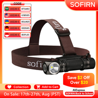 Sofirn Headlight SP40 1200lm LED Headlamp XPL2 18650 USB C Rechargeable 18350 Flashlight with Power Indicator Magnet Tail
