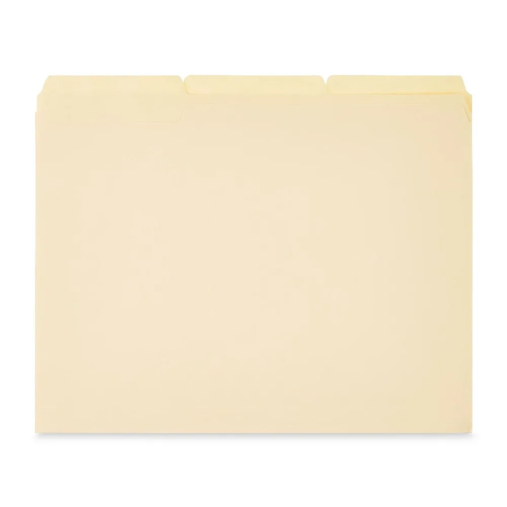 

Manila File Folders Letter Size 25 Count Premium Kraft Paper Folders for Filing Home Office School Organizing Documents, 1/3 Cut Tabs for Labeling, Durable Filing Supplies for Cabinets, Hanging Files, and Organizers