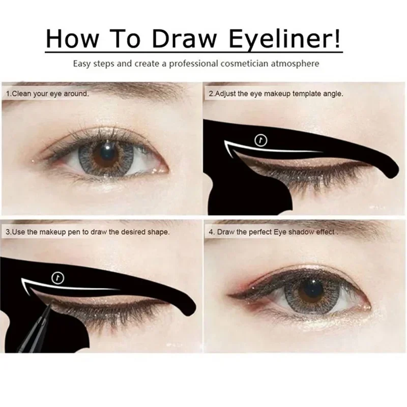 2pcs Eyeliner Stencils Cat Line Eyeliner Stamps Models Eyeliner Template Shaper Eye Liner Makeup Tool Eyes Liner Template Shaper