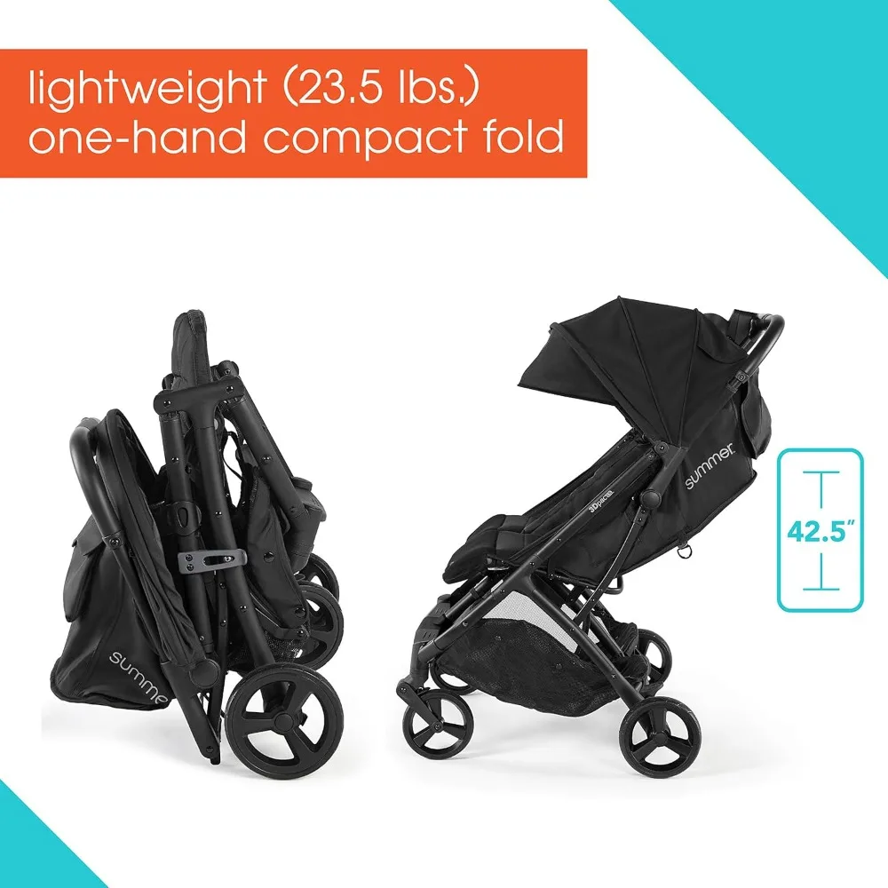 Double Stroller, Black – Car Seat Compatible Lightweight Baby Stroller with Convenient One-Hand Fold, Reclining Seats