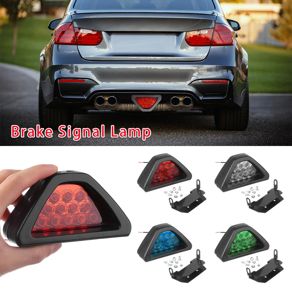 Universal Brake Signal Lamp F1 Style Triangle Sporty 12LED Rear Fog Light Tail Third Brake Lamp  DRL For JDM BBA