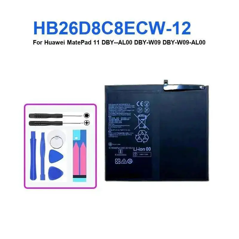 For Huawei Matepad 11 Dby--AL00 Dby-W09 Dby-W09-AL00 Portable HB26D8C8ECW-12 Tablet Battery