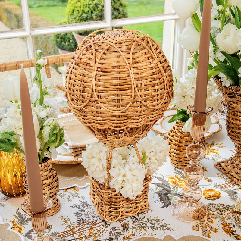 Handwoven Rattan Hot Air Balloon Decor Desktop Wicker Ornament for Kindergarten Photo Studio Home Decor Exquisite Craft Pendant