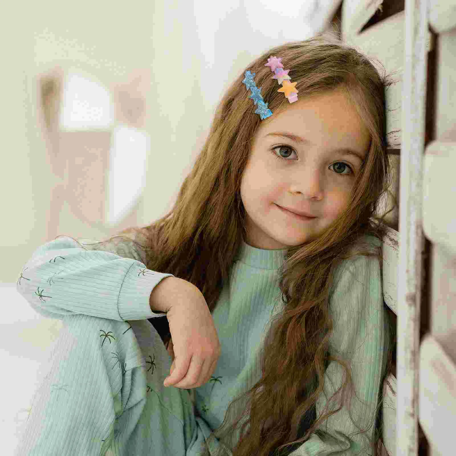 Girls Hair Accessories Pins Patriotic Clips Star Glitter for Kids Fresh Pentagram Princess Colorful Toddler Child