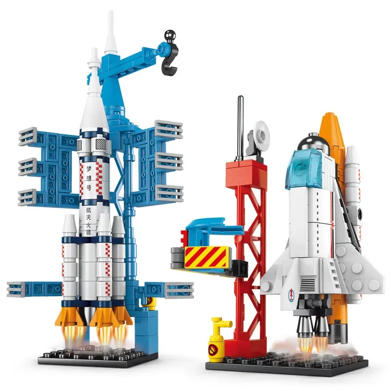 107 pz fai da te Building Blocks Space Rocket Craft Launch Center Base Puzzle modello assemblaggio mattoni piccolo Set educazione ragazzi giocattolo