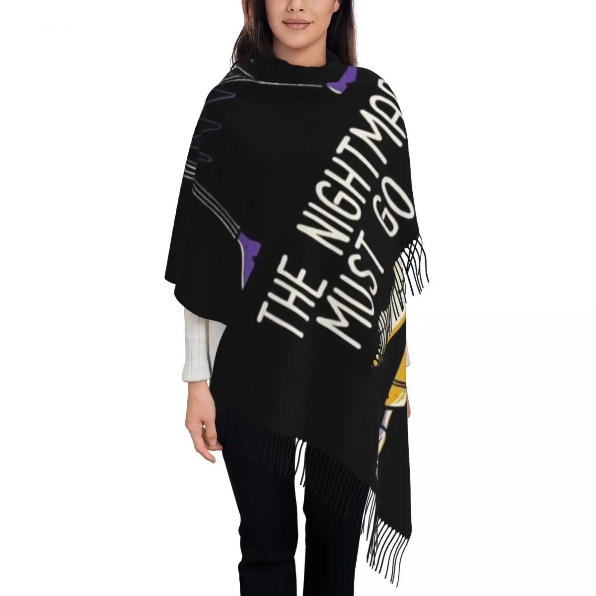 

Шарф с кисточками для рок-певца Джека Скеллингтона на заказ, женские мягкие шали, женские зимние шарфы