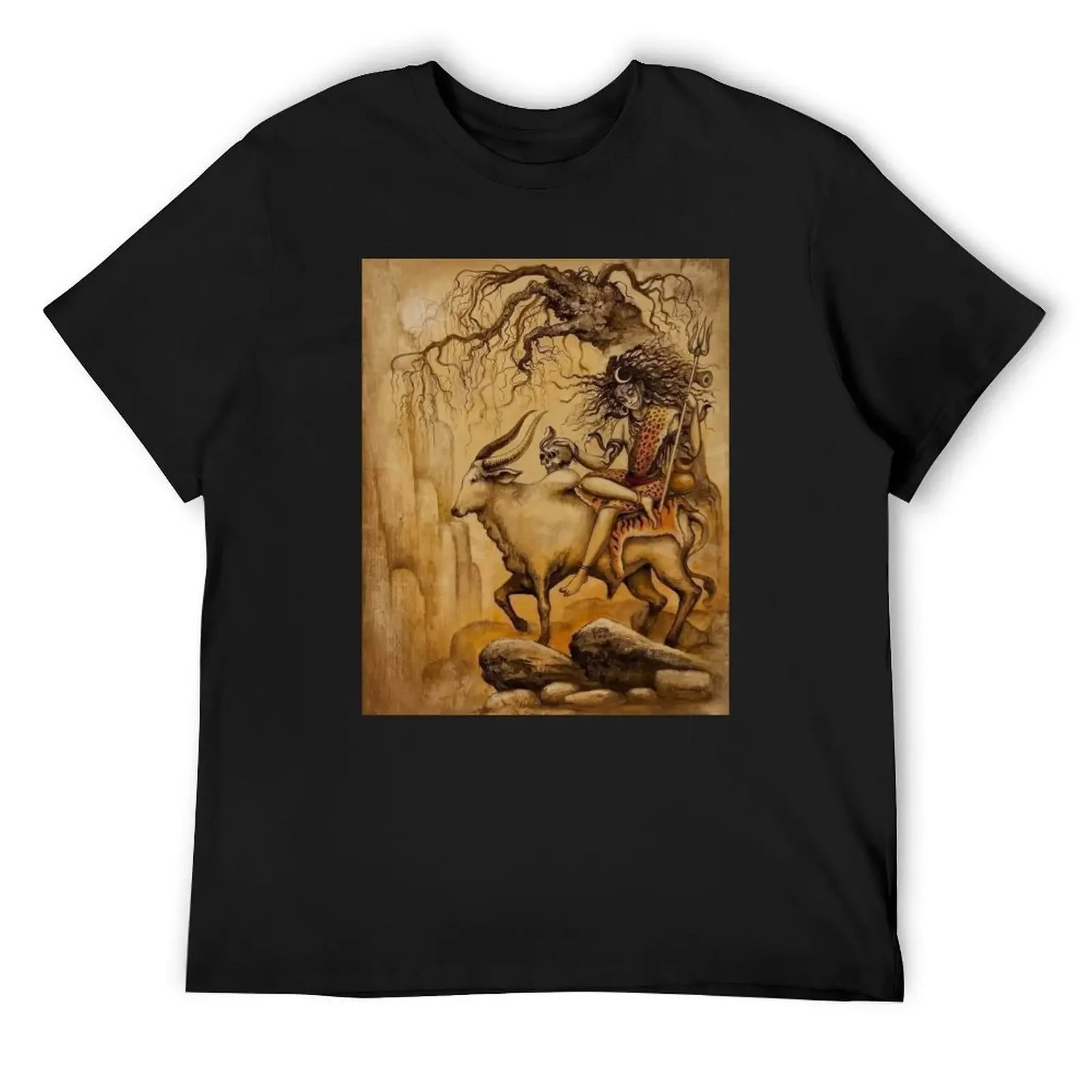 Abstract Shiva & Nandi T-Shirt blue archive baggy shirts mens vintage t shirts