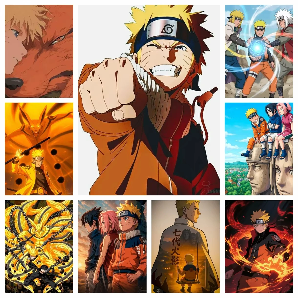 Peinture Diamant DIY Style Anime Brave Ninja Uzumaki Naruto Bestie à Neuf Queues, Mosaïque Faite Main, Décoration d'Intérieur Exquise