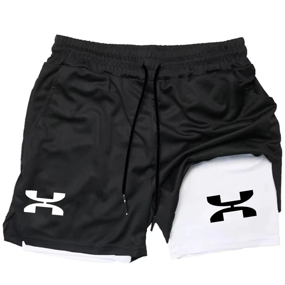 2024Running Shorts Men Gym Sports Shorts 2 In 1 Quick Dry Workout Training Gym Fitness Jogging Short Pants Summer Men Shorts