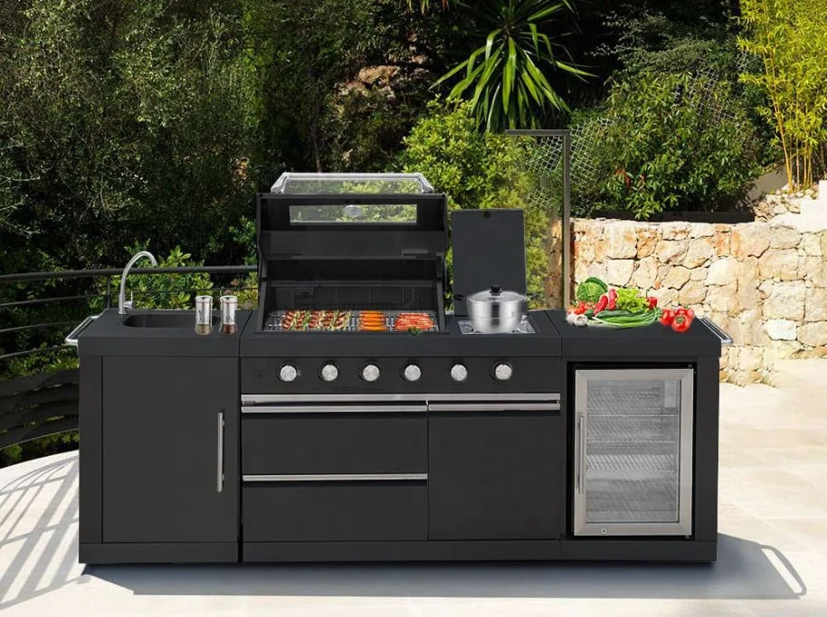 Factory Directly Sale Black Stainless Steel Grill Outdoor Garden BBQ Kitchen Cabinets Outdoor Cabinetry Kitchens Furniture — Factory