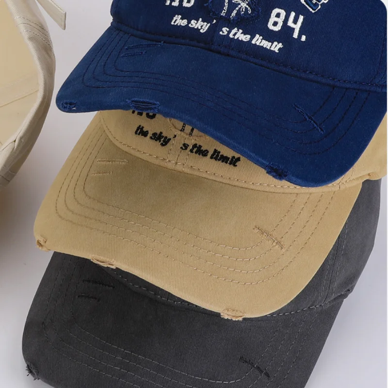 Soft Cotton Letters Baseball Cap for Women Men Retro Embroidery Curved Brim Hat Unisex Ponytail Hip Hop Dad Trucker Sun Hat