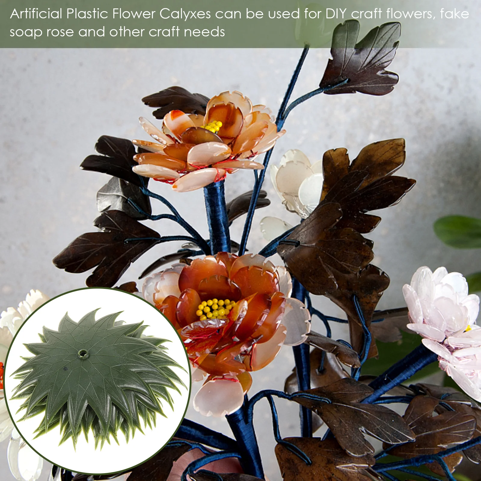 

50pcs Artificial Flower Calyxes Plastic Sepals for DIY Craft Supplies Fake Flowers Accessories Durable RealisticPlant