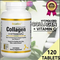 Hydrolyzed Collagen Peptides+Vitamin C Supports Hair,Skin,Nails,Joints&Bones-Contains Type I & III Collagen Peptides - Non-GMO