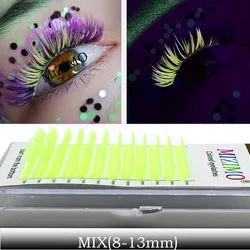 Extensión de pestañas de neón UV que brilla en la oscuridad, extensiones de pestañas individuales, fluorescentes, coloridas, a granel, clásicas, nuevas