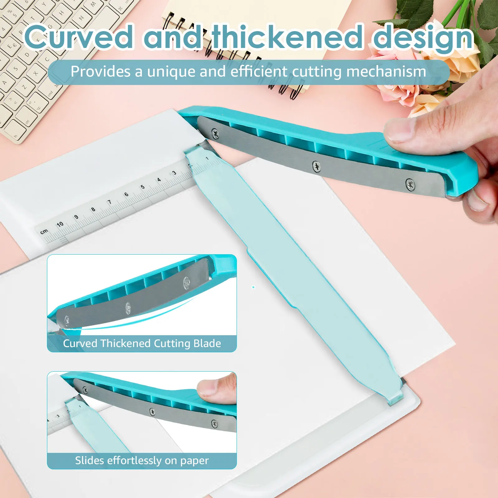 Paper Cutter 6 Inch Cut Length Small Paper Cutter Non Slip Paper Trimmer Compact and Portable Curved Strip Paper Cutters