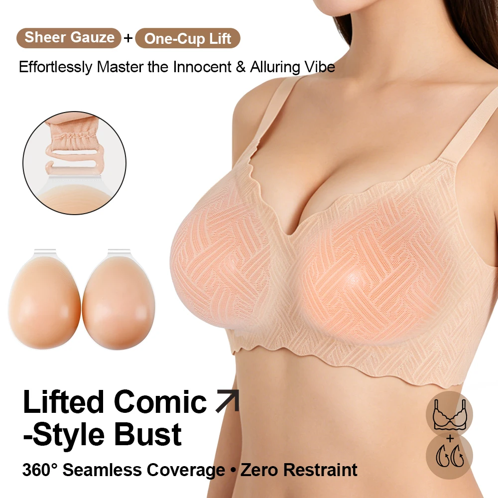 Silicone Breast Form Pad Fake Boobs With Bra Chest Enhancement Crossdresser Transgender Shemale Drag Queen Cosplay