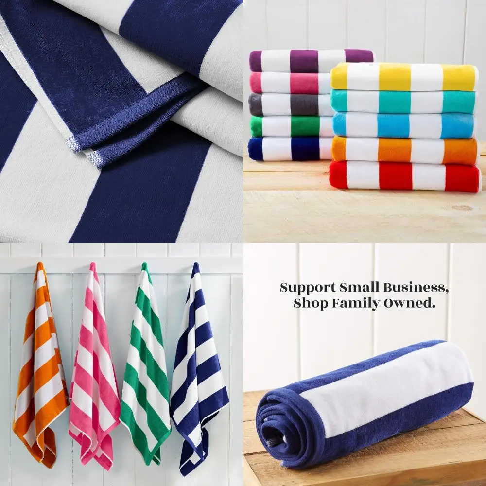 

Набор из 4 хлопковых велюровых пляжных полотенец 30x60 — полосатые полотенца для бассейна — большие быстросохнущие полотенца для плавания (разноцветные)