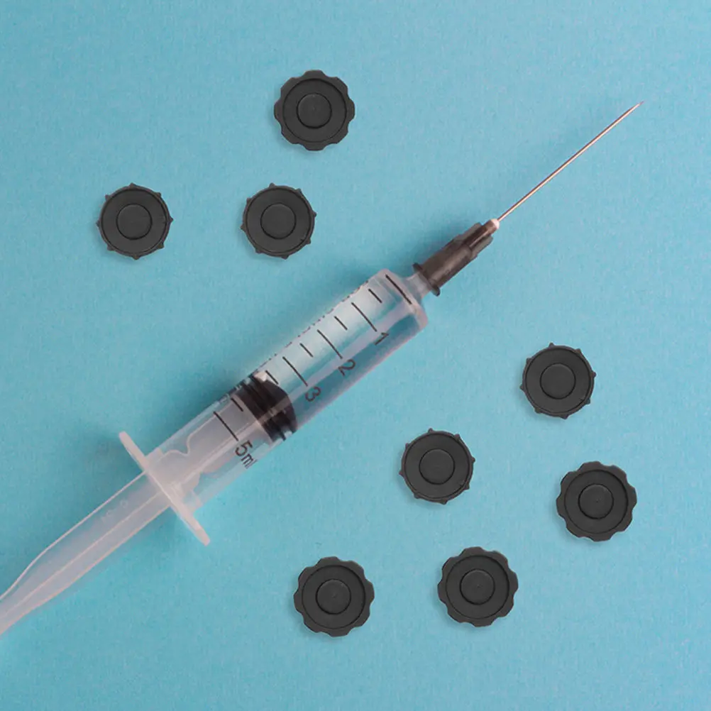 

10Pcs Reliable Black Syringe End Cap Long Lifespan User Friendly Design for Laboratory Medical Dispensing Syringe Adapter Cap