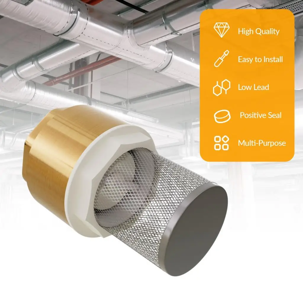 1 1/2 Inch Foot Valve for Water Pump DN40 Brass Check Valve with Strainer Spring Loaded Low Lead Copper