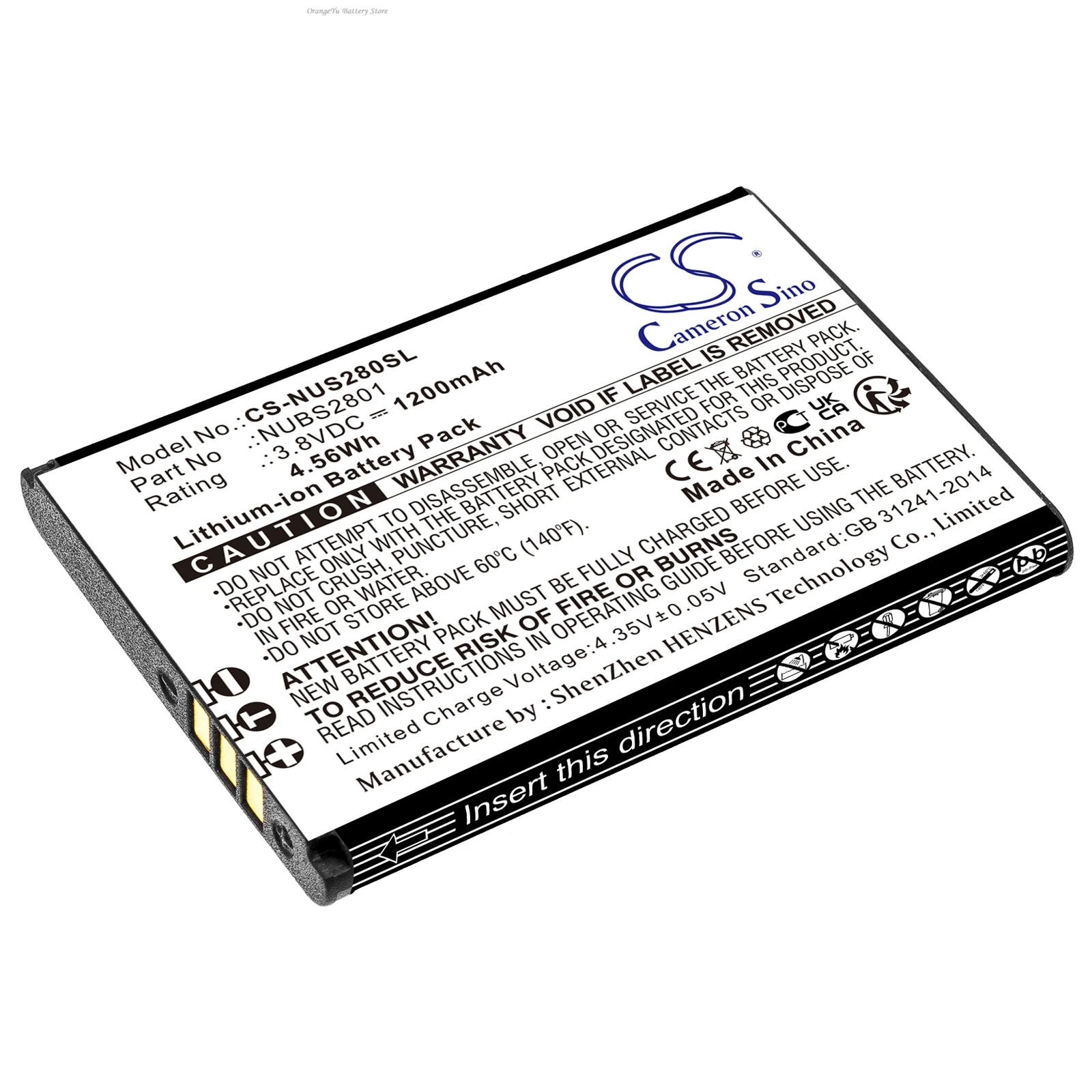 Cameron Sino 3.8V 1200mAh Mobile, SmartPhone Battery NUBS2801 for NUU Mobile F4L 4G LTE,