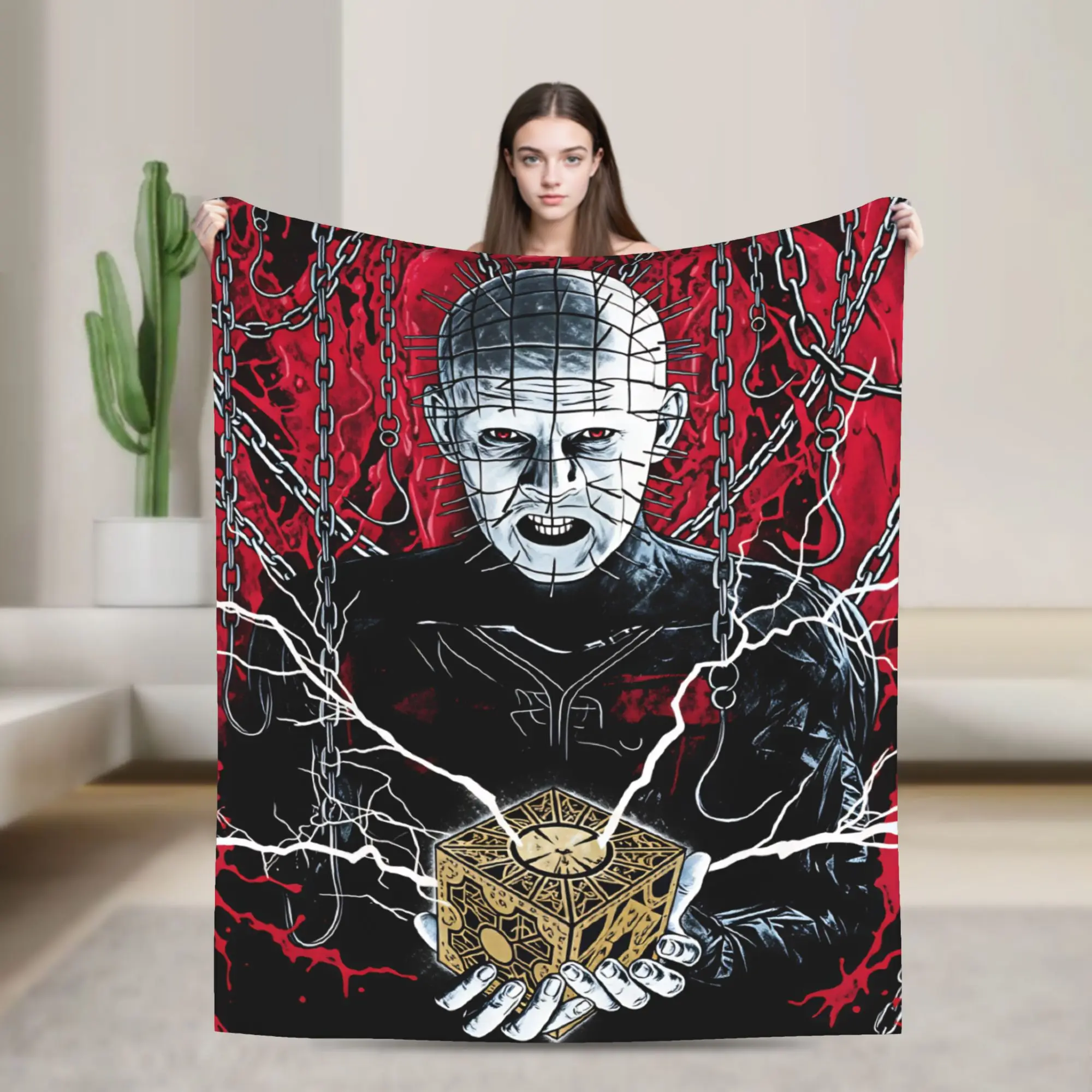 Hellraiser Horror Movie Blanket Airplane Travel Flannel Bedding Throws For Outdoor Super Warm Custom Quality Bedspread Gift Idea