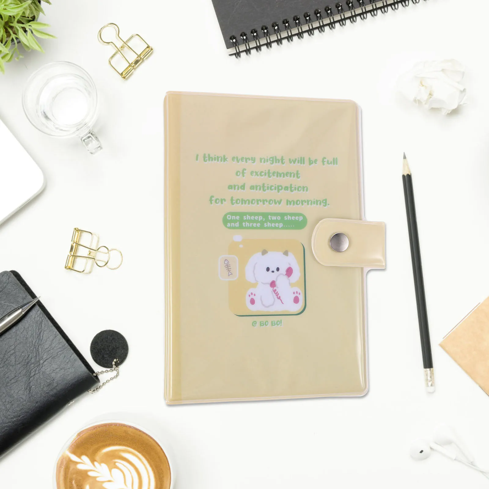 

Loose Leaf Binder Cover 6-Rings Diy Binder Cover A5 Cream Yellow Notebook File Organizer Cartoon Reusable DIY Shell