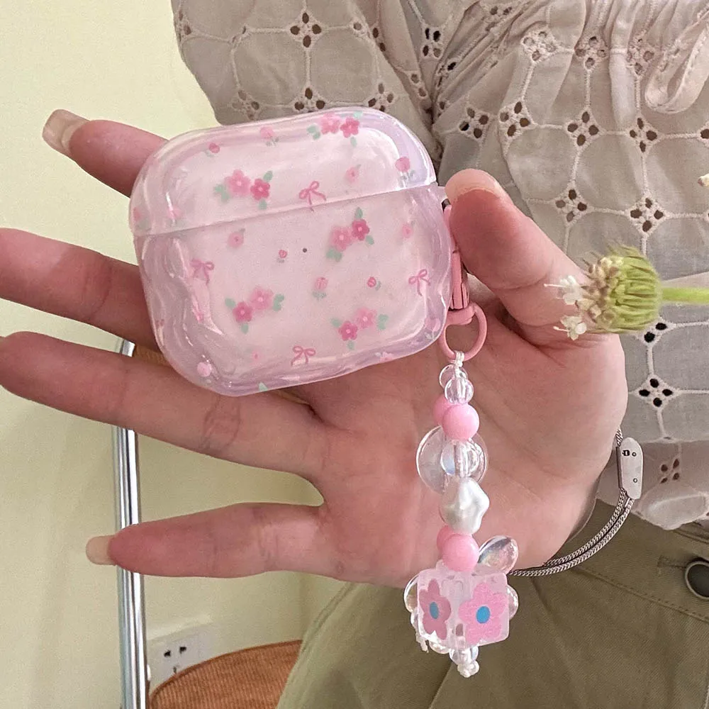 Étui pour écouteurs motif fleur rose mignon pour Airpods Pro, 2e génération, merveilleuse génération, couverture souple pour AirPods 1, 2, 3 avec