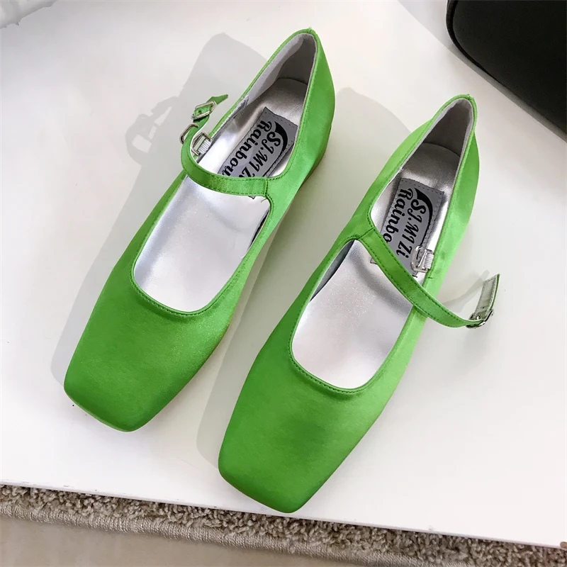 2022 Summer Women Flat Green Shoes Round Toe Shallow Soft Ballerina Shoes Ladies Casual Dress Ballet Loafers Classics Mujer