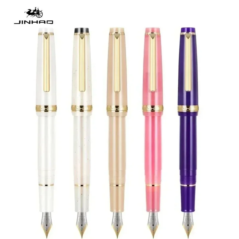 Jinhao 82 Fountain Pen Fluorescence Ink Pen Spin Golden EF F M Nib Business Office School Supplies Writing Pen Stationery