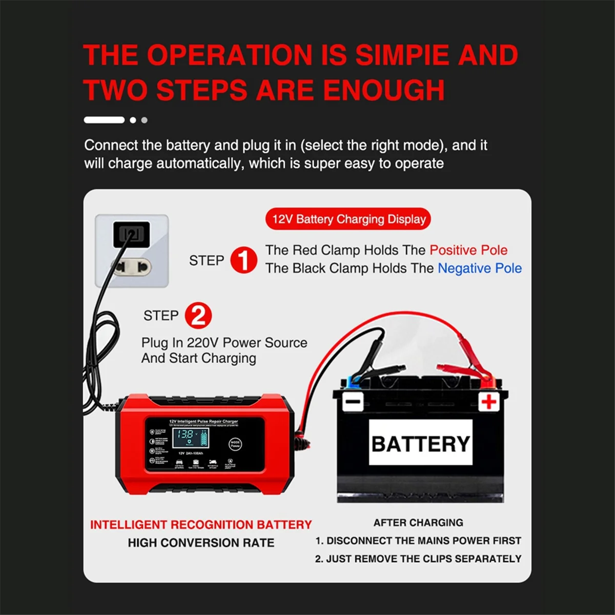 

Новое техническое автоматическое автомобильное зарядное устройство 12 В 6 А Импульсный ремонт Быстрая зарядка Мокрое свинцово-кислотное зарядное устройство Цифровой ЖК-дисплей Вилка европейского стандарта