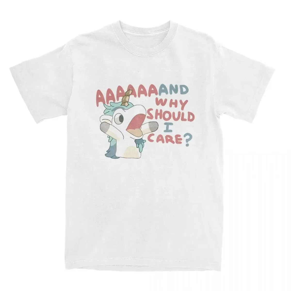 Men Women's T Shirt Why Should I Care Unicorse T-Shirts Harajuku Hot Anime Blueyed Beach Tees Y2K Basic Pattern 100 Cotton Tees