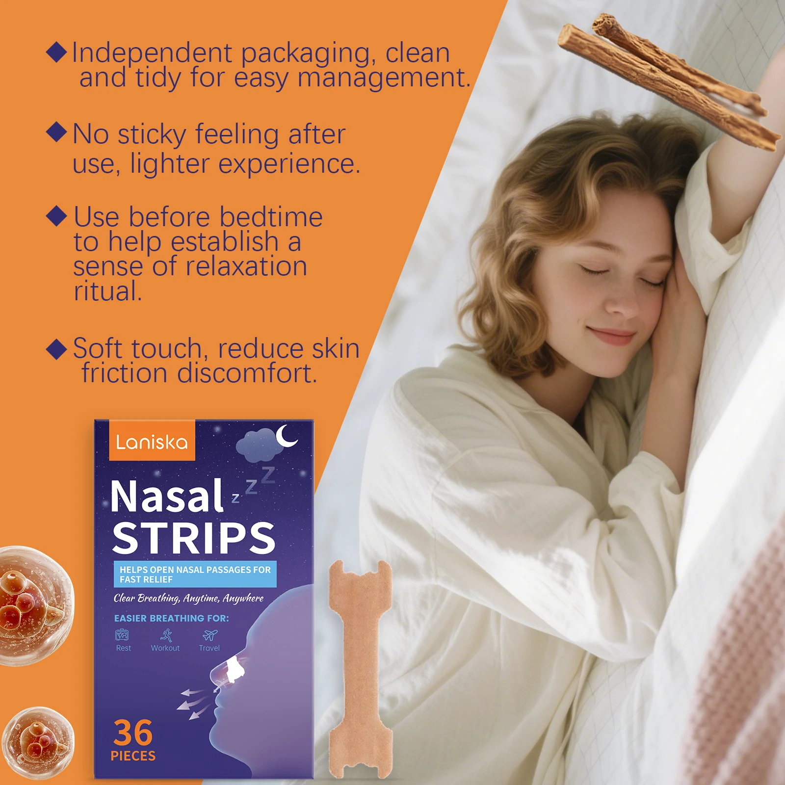 مكافحة الشخير بقع تخفيف أنف خانق تعزيز التنفس السلس شرائط الأنف الصحيح تحسين جودة النوم وقف الشخير ملصقات