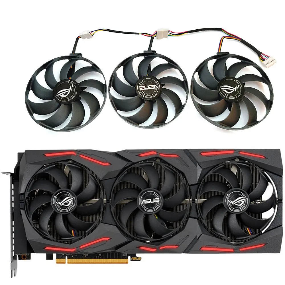 1SET T129215SU FDC10H12S9-C RX 5700XT STRIX OC GPU Fan，For ASUS RX 5700、RX 5700XT、RX 5600XT  ROG STRIX OC Video card cooling fan