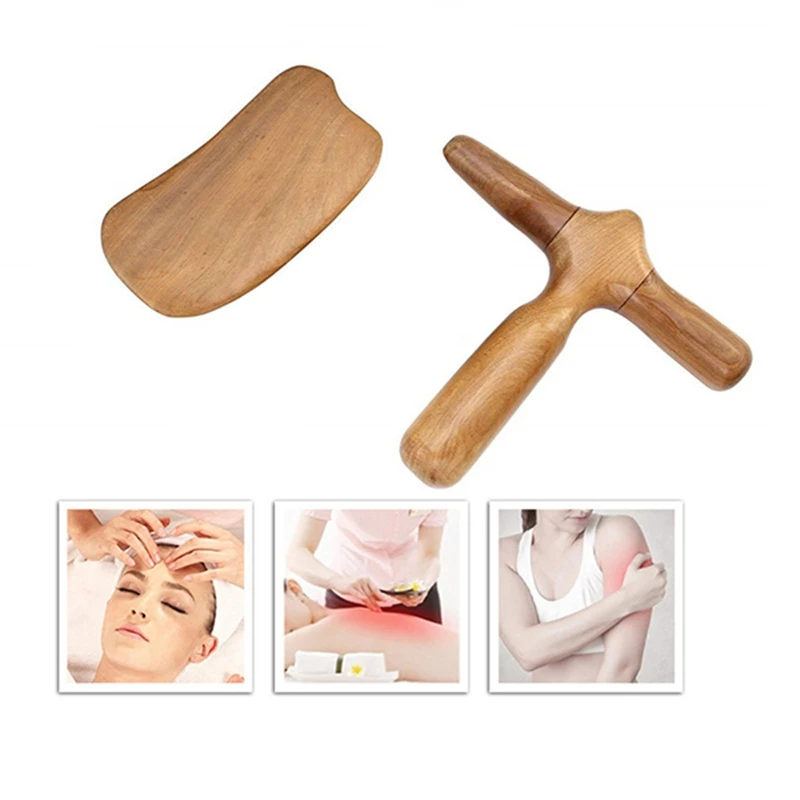 Natural Sandalwood Gua Sha Scraping Massage Spa Therapy Stick Point Treatment Muscle Relaxation