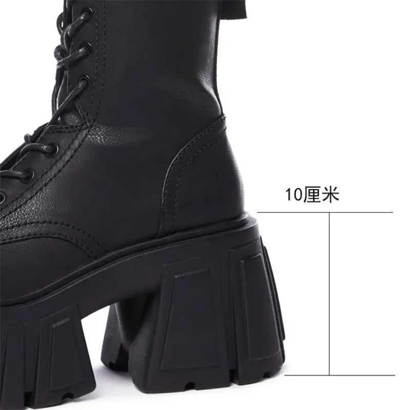 2024 New Women Super High 10cm Thick-Soled British Style Punk Fashion Platform Thigh High Boots