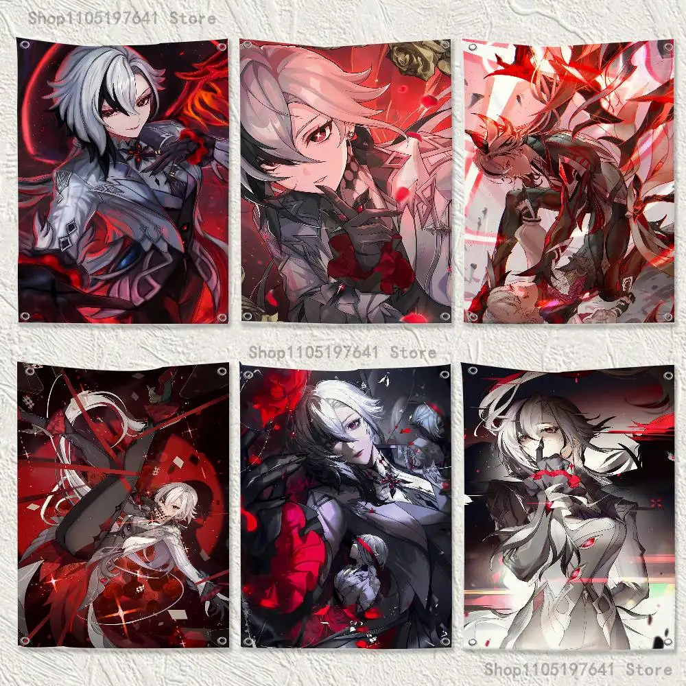 

Game Anime A-Arlecchino Flag Tapestry Banner For Bedroom Outdoor Living Room Restaurant Bar Wall Decor Party