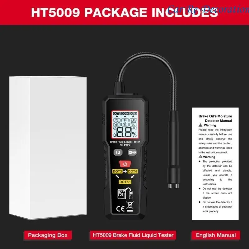 

R58D Vehicle Brake Fluid Water Content Tester with LED Indicators Upgrades for Routine Maintenance & Pre Trip Safety Checks