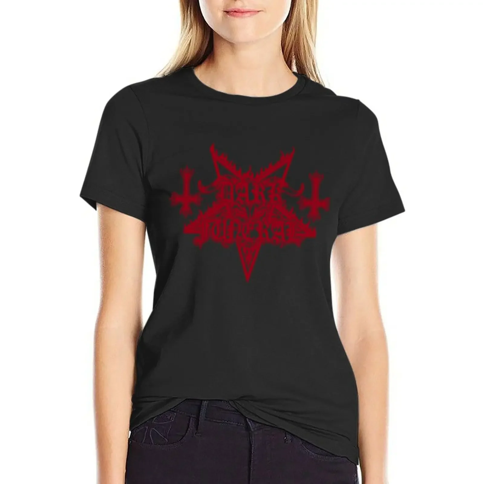 Dark Funeral Band - Original Logo - Fanart - Red T-shirt animal print shirt for girls cute tops t shirts for Women loose fit