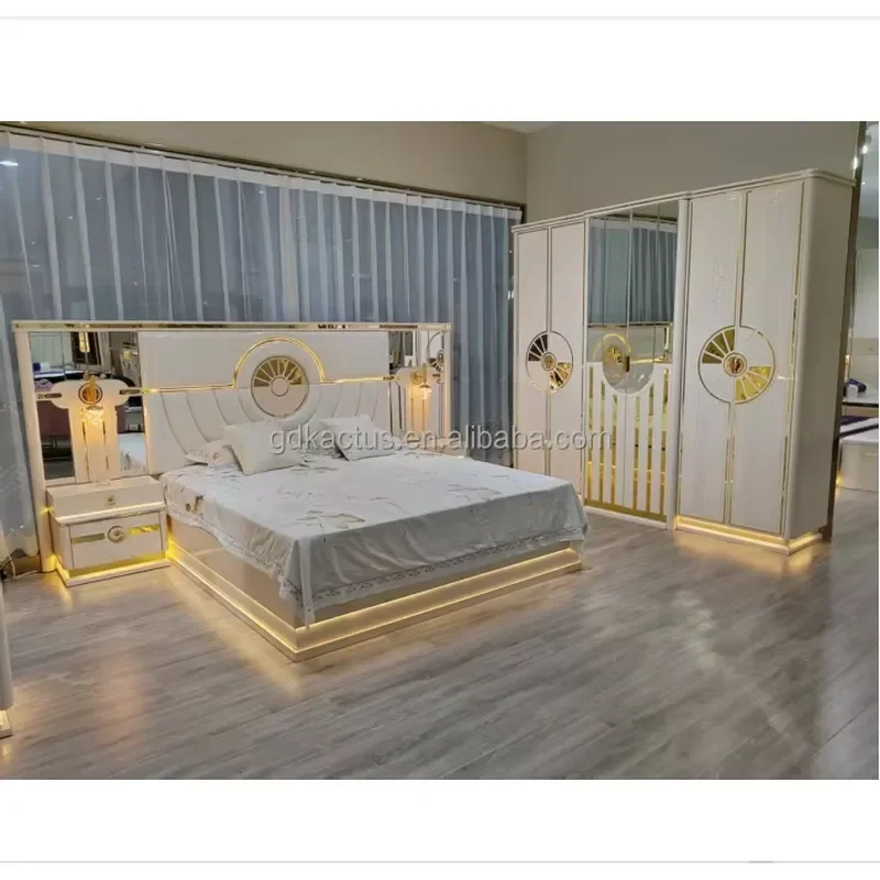 Royal Deluxe Extra Large Mirror Bedroom Furniture Set Classic Design Full Length Dressing Table Vanity with Storage Cabinet