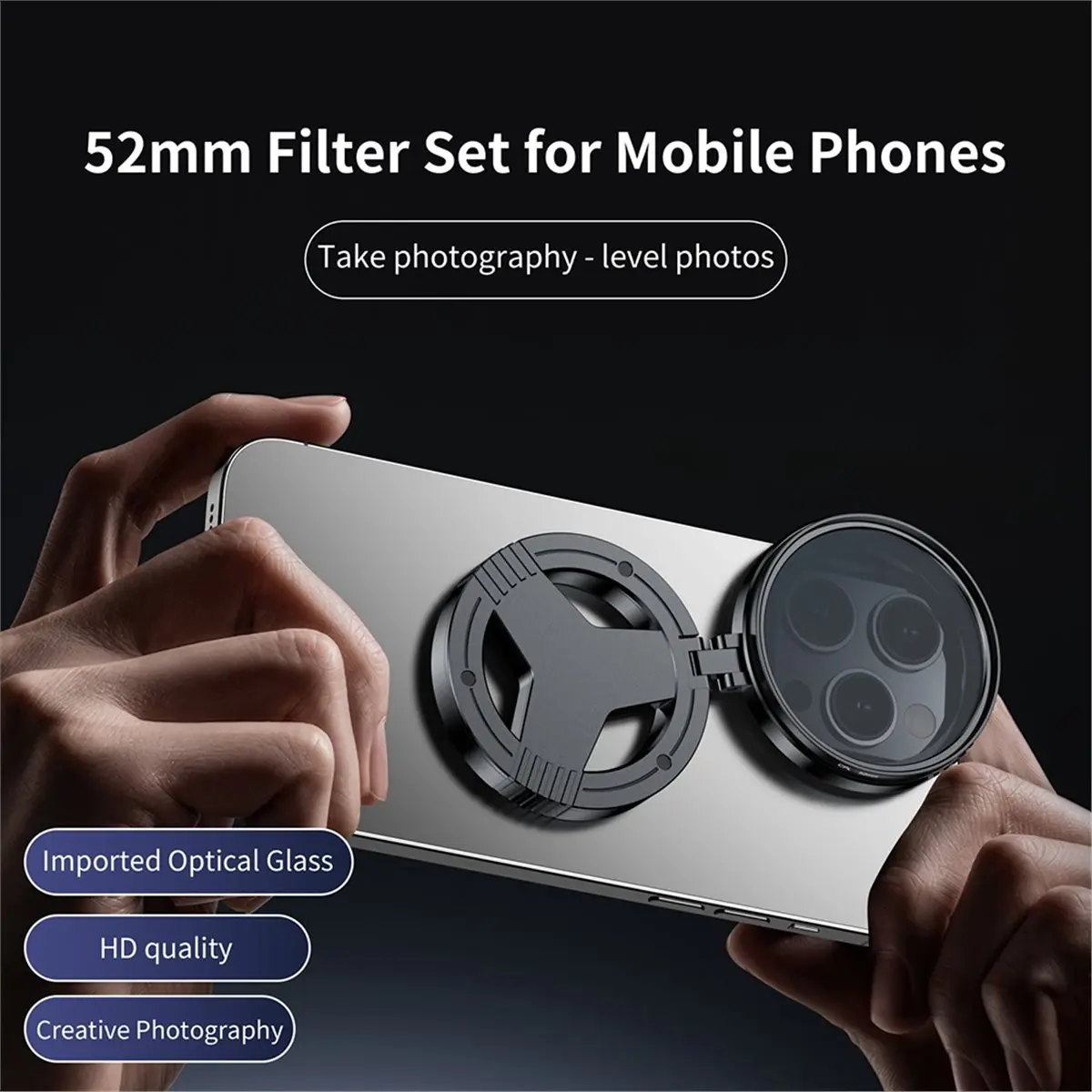 52mm CPL Polarizer Filter Magnetic Holder for 16 15 14 Pro Andriod Smartphone for Vlogging Filter Stand Bracket