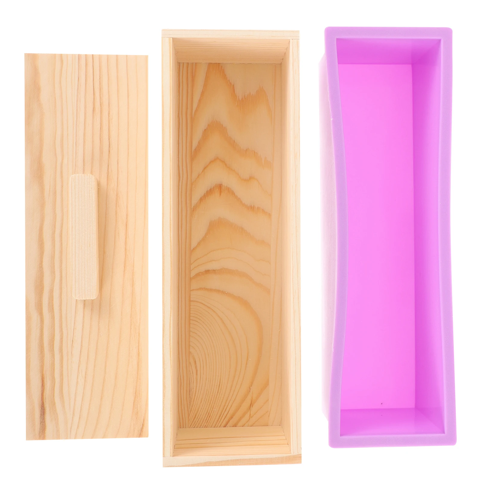 

1 set Wooden Toast Mold Baking Loaf Bread Container Storage Boxes Pan Practical Silicone Nonstick Kitchen Everyday Use