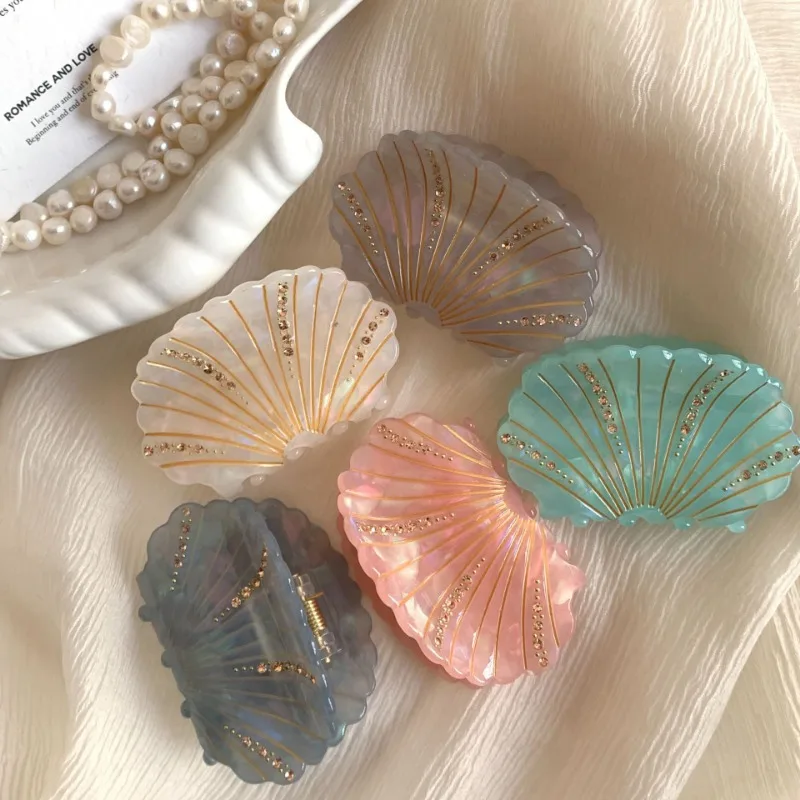 New point drill shell conch acetic acid grab clip marine hairpin creative back head shark clip hair grab