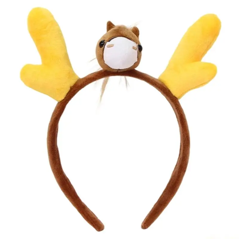 

31BF Soft Plush Horse HairBand Headwrap For Party Gathering And Daily Wear Year of Horse Mascots Hairband for New Year Day