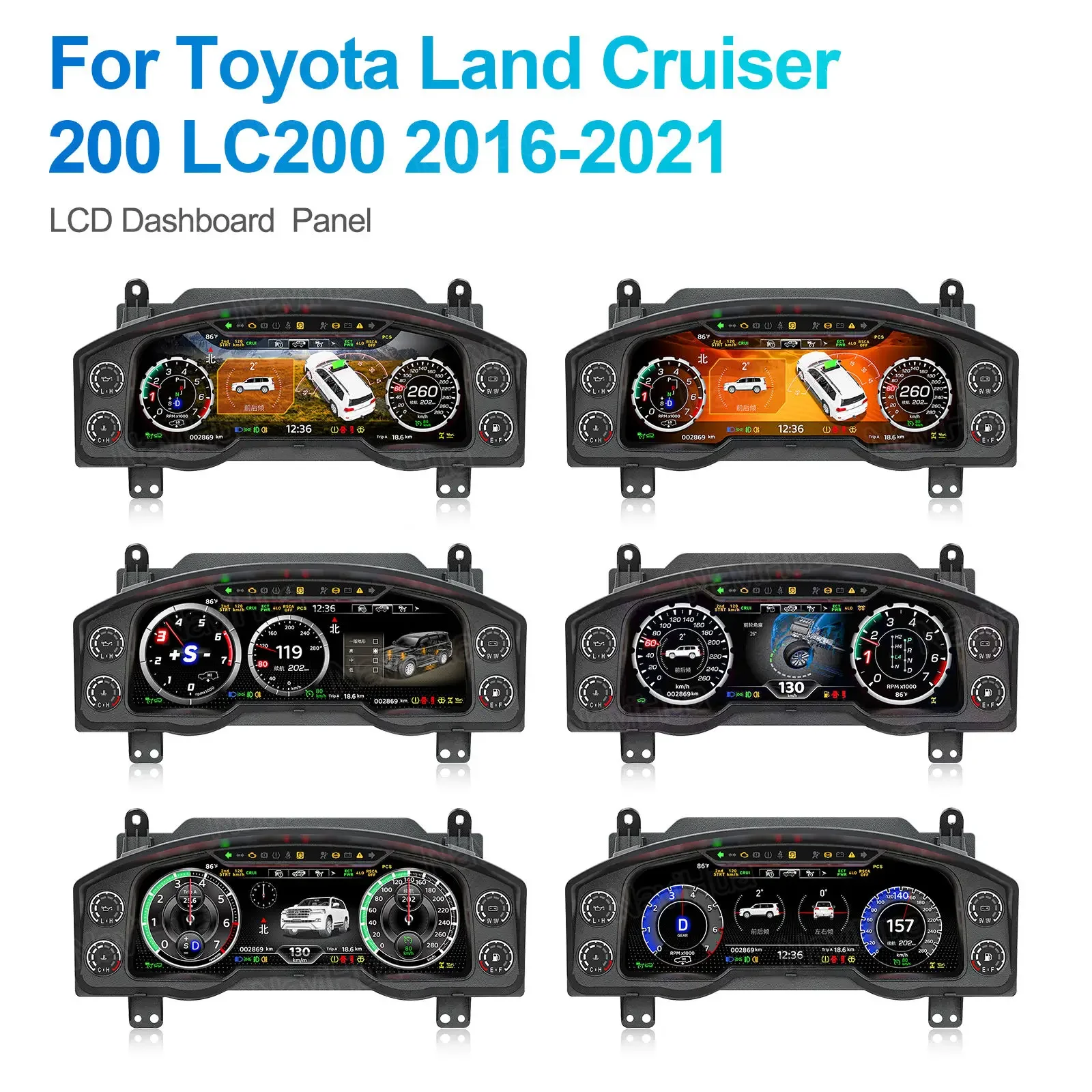 

Navihua New Upgrade 12.3'' LCD Dashboard Car Digital Cluster Speedometer Linux System for Toyota Land Cruiser LC200 2016-2021