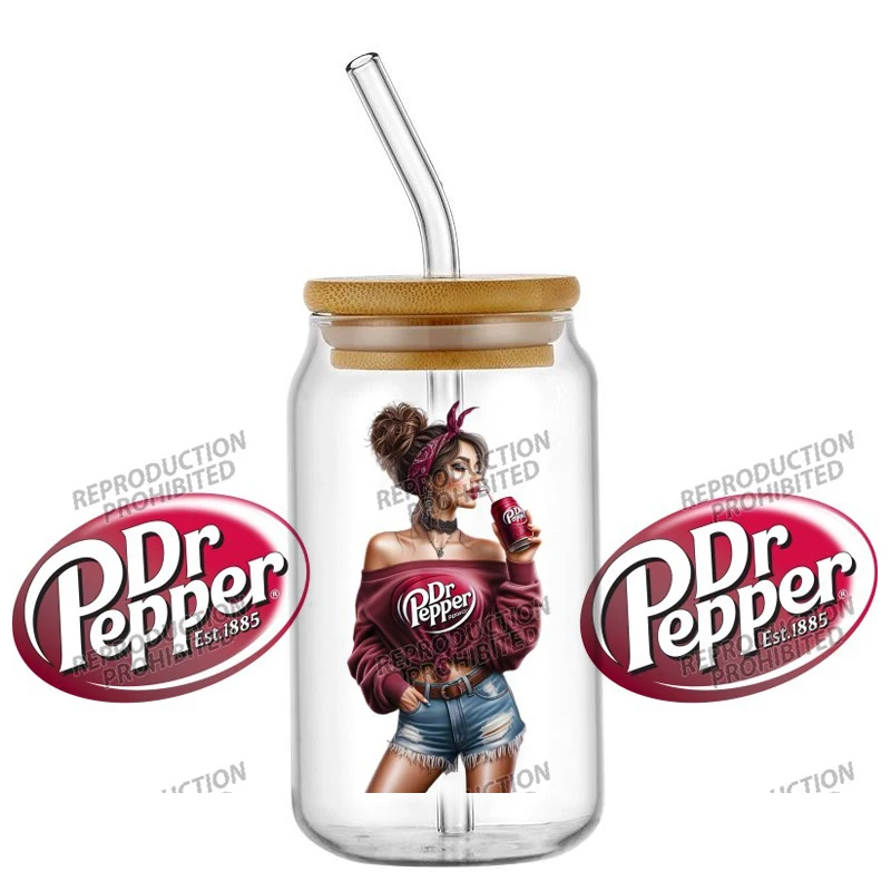 12 New Fanta Dr Pepper Famous Soda Drinks 16oz UV DTF 3D Phone Sticker Decals Wraps Glass Can Cups Creative Craft DIY Gifts