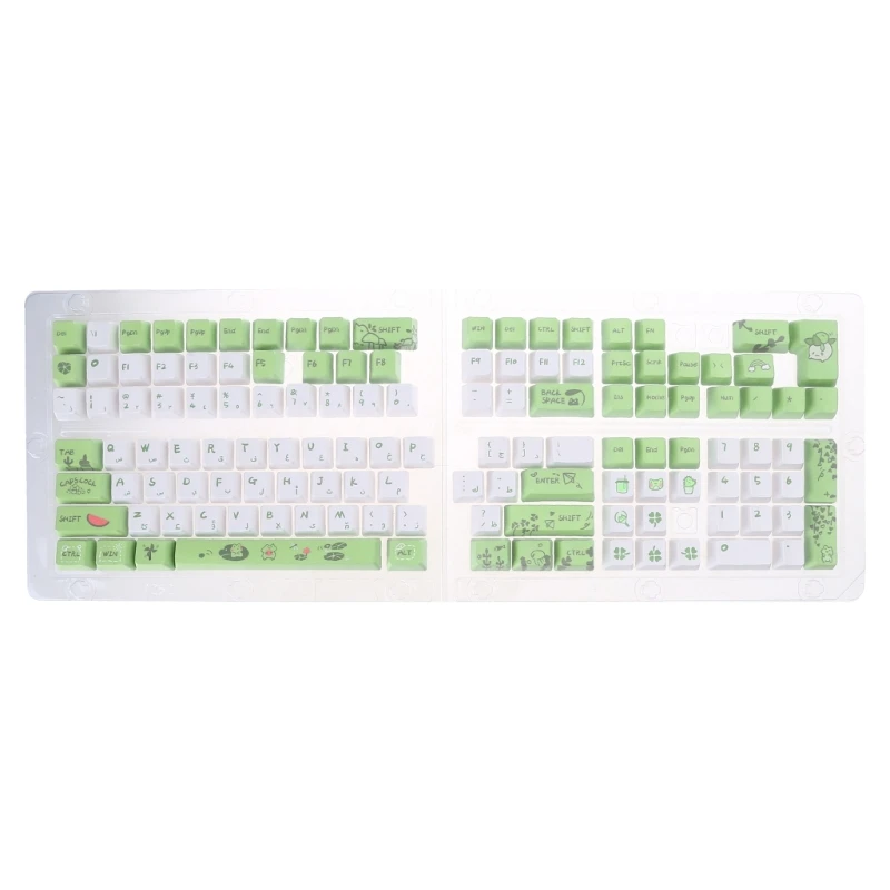 129 Keys Keycaps Set OEM Little DyeSubbed Cartoon Keycap for Mechanical Gaming Keyboard Keycap Diy Green