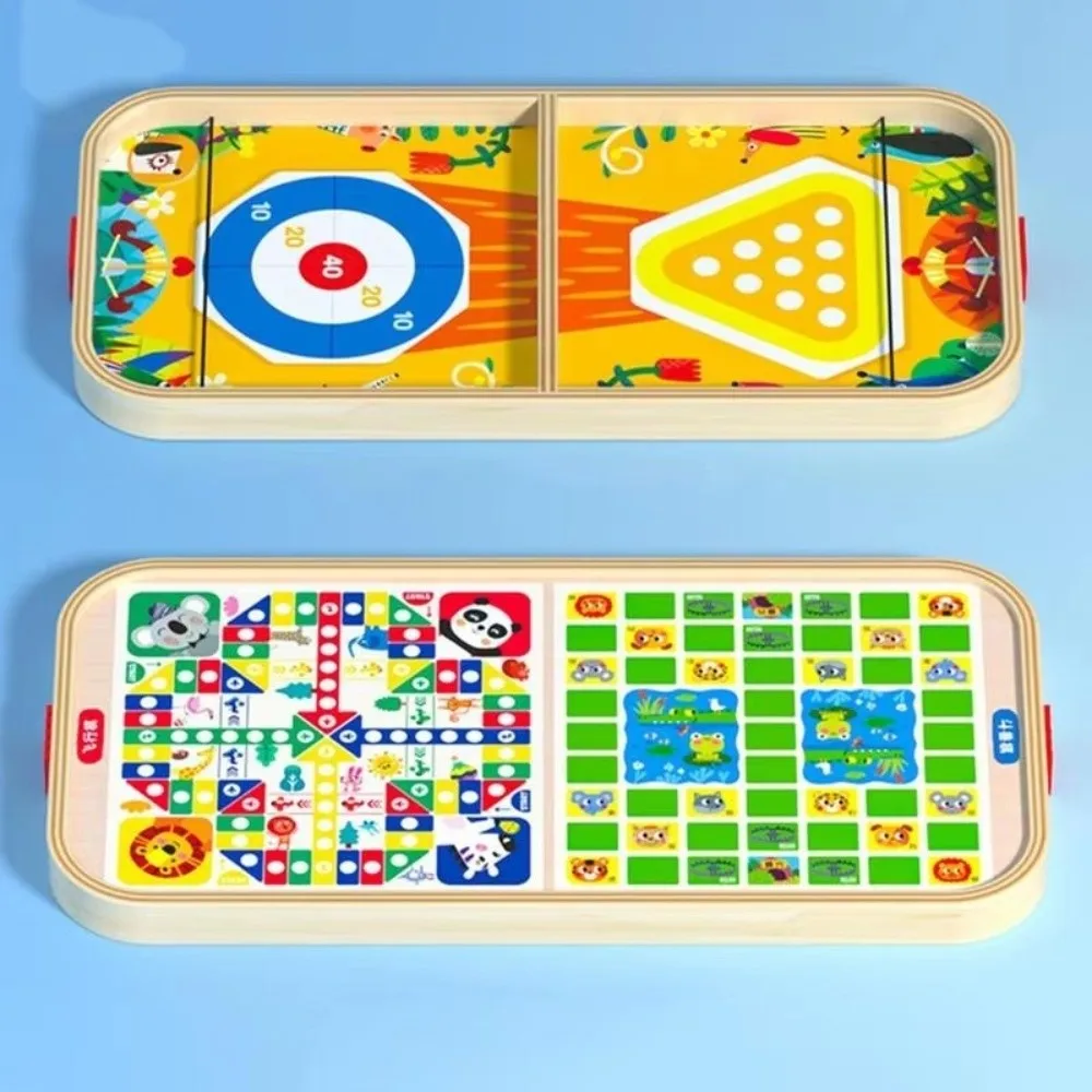 لعبة لوحة المعركة 5 في 1 مادة خشبية كلاسيكية متعددة الألعاب الشطرنج الوالدين للجنسين البولينج التفاعلية هوكي الجليد الأنشطة العائلية