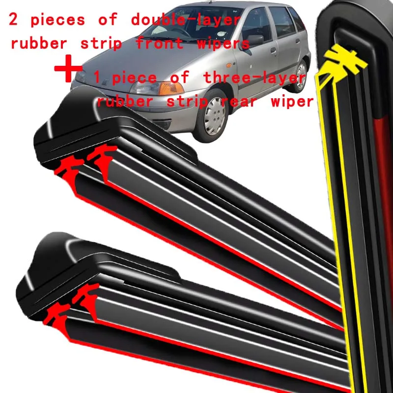 

For Fiat Punto 176 1994-1999 1995 1996 1997 1998 Wiper Front&Rear Wiper Blades Windshield Windscreen Window Brushes 22"+18"+13"
